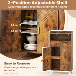 Gainoom Kitchen Brown Storage Cabinet 113 Cm Pantry Cabinet Modern Sideboard Cupboard - thumbnail 8