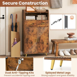 Gainoom Kitchen Brown Storage Cabinet 113 Cm Pantry Cabinet Modern Sideboard Cupboard - thumbnail 9