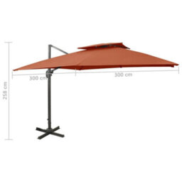 Walplus Cantilever Garden Parasol With Double Top 300X300 Cm Terracotta - thumbnail 9