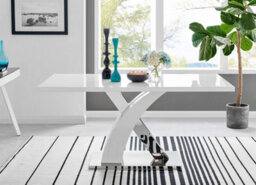 Furniturebox Uk Atlanta Modern Rectangle Chrome Metal High Gloss White Dining Table And 6 Black Isco Chairs Set - thumbnail 2