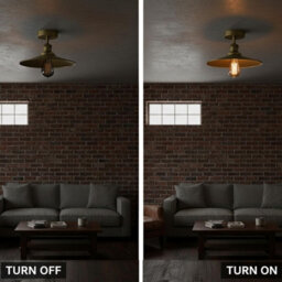 Vintage Flush Mount Ceiling Light E27 With 22Cm Green Brass Shade Metal Industrial Ceiling Lighting Fixtures For Kitchen - thumbnail 5