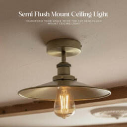 Vintage Flush Mount Ceiling Light E27 With 22Cm Green Brass Shade Metal Industrial Ceiling Lighting Fixtures For Kitchen - thumbnail 6