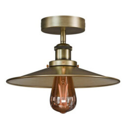 Vintage Flush Mount Ceiling Light E27 Base 22Cm Green Brass Shade Metal Industrial Ceiling Lighting Fixtures For Kitchen