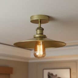 Vintage Flush Mount Ceiling Light E27 With 22Cm Green Brass Shade Metal Industrial Ceiling Lighting Fixtures For Kitchen - thumbnail 8
