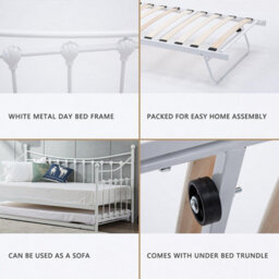 Kosy Koala Daybed Frame White ,3Ft Single Metal Bed For Bedroom Or Living Room - thumbnail 4