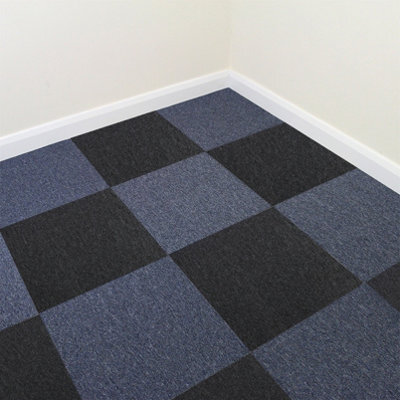 MonsterShop 40 X Carpet Tiles 10M2 Charcoal Black And Storm Blue - image 1