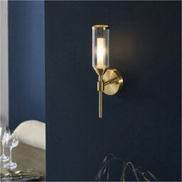 Loops 2 Pack Satin Brass Dimmable Wall Light - Ribed & Frosted Glass Shade - 3W Led G9 Candle Effect - thumbnail 4