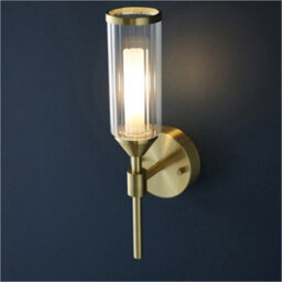 Loops 2 Pack Satin Brass Dimmable Wall Light - Ribed & Frosted Glass Shade - 3W Led G9 Candle Effect - thumbnail 3