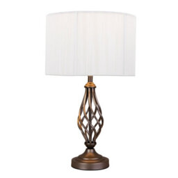 Lighting Supermarket Queenswood Traditional Barley Twist Table Lamp With Ivory String Shade - Pewter Grey - thumbnail 1