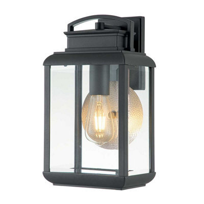 Luminosa Lighting Elstead Byron Outdoor Wall Lantern Graphite With Pewter Reflector Ip44 - image 1