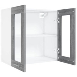 Berkfield Hanging Glass Cabinet Grey Sonoma 60X31X60 Cm Engineered Wood - thumbnail 5