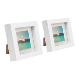 "Nicola Spring 4 X 4"" Photo Frames - Ivory Mount 3D Photo Frame Picture Frame Box Portrait Display Case & Spacer (12.5 X 12.5Cm) X2" - thumbnail 1