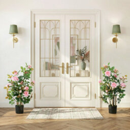 Homcom Artificial Rose Tree Set Of 2 With 344 Silk Leaves & 17 Flowers, Pink