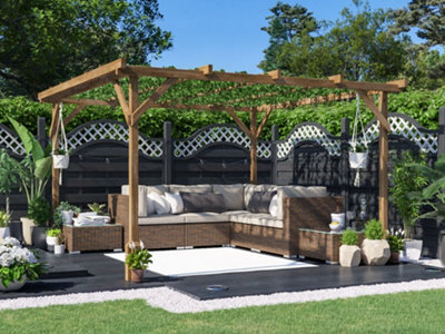 Dunster House Wooden Pergola Garden Plants Frame Utopia 3M X 3M (10' X 10') - image 1