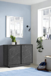 FurniComp LTD Furnicomp Glacia 2 Door 92Cm Black Marble Effect Sideboard