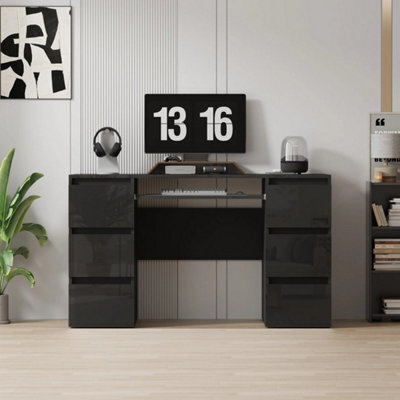 6 Drawers White High Gloss Dressing Table Vanity Makeup/computer Table Desk - image 1