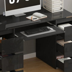 6 Drawers White High Gloss Dressing Table Vanity Makeup/computer Table Desk - thumbnail 5