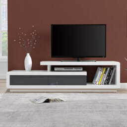 Furniture in Fashion Celia High Gloss Tv Stand With 2 Drawers In White And Grey - thumbnail 1