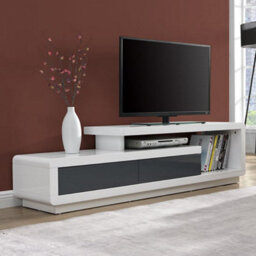Furniture in Fashion Celia High Gloss Tv Stand With 2 Drawers In White And Grey - thumbnail 3
