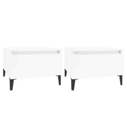 Berkfield Side Tables 2 Pcs High Gloss White 50X46X35 Cm Engineered Wood - thumbnail 2