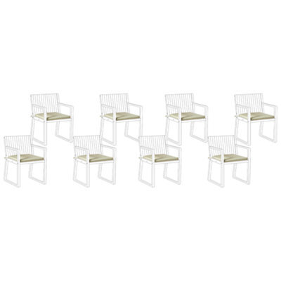 Beliani Set Of 8 Garden Chair Cushions Sassari Premium 46 X 46 Cm Light Green - image 1