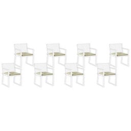 Beliani Set Of 8 Garden Chair Cushions Sassari Premium 46 X 46 Cm Light Green - thumbnail 1
