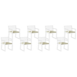 Beliani Set Of 8 Garden Chair Cushions Sassari Premium 46 X 46 Cm Light Green - thumbnail 4