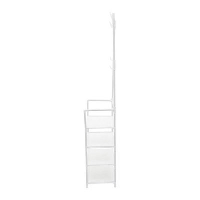 4 Tiers Coat Hat Stand 8 Hooks Metal Shoe Rack Shelf Hanger Entryway Organizer - image 1