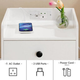 Charging Station Nightstand Bedside Sofa End Table - thumbnail 4