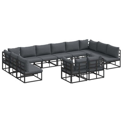 Berkfield Modern Garden Sofa Set With Cushion 12 Pcs Black Aluminium