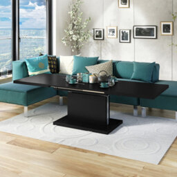 Heze Furniture Astrid 70 - 2 In 1 Extending Coffee / Dining Table - Black Matt - thumbnail 1