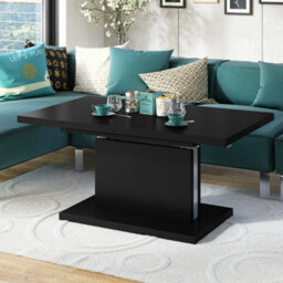 Heze Furniture Astrid 70 - 2 In 1 Extending Coffee / Dining Table - Black Matt - thumbnail 4