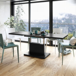 Heze Furniture Astrid 70 - 2 In 1 Extending Coffee / Dining Table - Black Matt - thumbnail 3