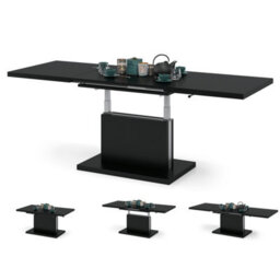 Heze Furniture Astrid 70 - 2 In 1 Extending Coffee / Dining Table - Black Matt - thumbnail 2