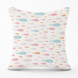 Warren Reed Designer Hand Drawn Swimming Fish Outdoor Cushion 45Cm X 45Cm - thumbnail 1