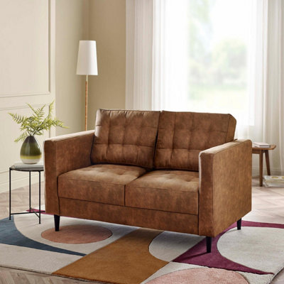 Furniturebox Uk Jenna Tan Faux Leather 2 Seater Sofa - image 1