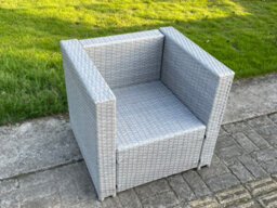 Fimous9 Seater Light Grey Rattan Sofa Set Chairs 2 Coffee Tea Table Footstool Outdoor Garden Furniture - thumbnail 4