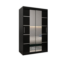 Arte Verona 04 Contemporary 2 Mirrored Sliding Door Wardrobe 5 Shelves 2 Rails Black Matt (H)2000mm (W)1200mm (D)620mm - thumbnail 1