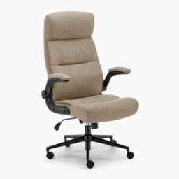 Furniturebox Uk Greer Beige Faux Leather Executive Swivel Office Chair - thumbnail 3