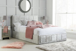Birlea Hannover King Ottoman Bed Steel Crushed Velvet