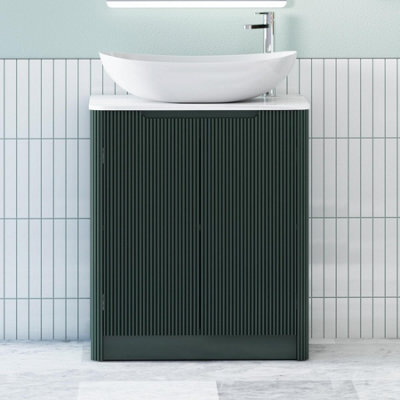 Royal Bathrooms Avenza 600mm Deep Moss Green Floor Standing Bathroom Vanity Unit 2 Door With Cesar Basin - image 1