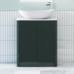 Royal Bathrooms Avenza 600mm Deep Moss Green Floor Standing Bathroom Vanity Unit 2 Door With Cesar Basin - thumbnail 1