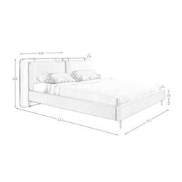 Angel Cerda Elegant Mink Leatherette And Grey Fabric Bed With Stylish Headboard - thumbnail 7
