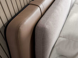 Angel Cerda Elegant Mink Leatherette And Grey Fabric Bed With Stylish Headboard - thumbnail 4
