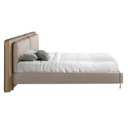 Angel Cerda Elegant Mink Leatherette And Grey Fabric Bed With Stylish Headboard - thumbnail 6