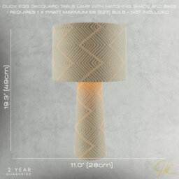 Happy Homewares Duck Egg And Cream Jacquard Zig Zag Lamp With Fabric Shade And Base - thumbnail 7