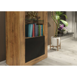 Display Cabinet Illume 170Cm - Dark Oak & Black Matt Doors - thumbnail 4