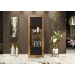 Display Cabinet Illume 170Cm - Dark Oak & Black Matt Doors - thumbnail 6