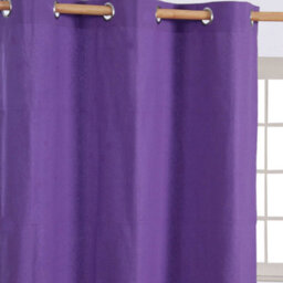 Homescapes Plain Purple Cotton Eyelet Curtains 137 X 182 Cm - thumbnail 2