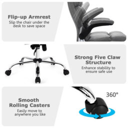 Costway Executive Office Chair Ergonomic High Back Swivel Computer Desk Chair-Grey - thumbnail 9